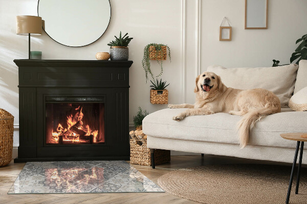 Obdélníkové tvrzené sklo pod krbová kamna Dekorativní mozaikový vzor