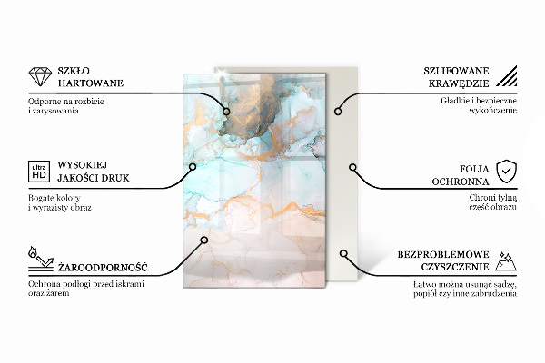 Obdélníkové sklo před krb Textura surového betonu