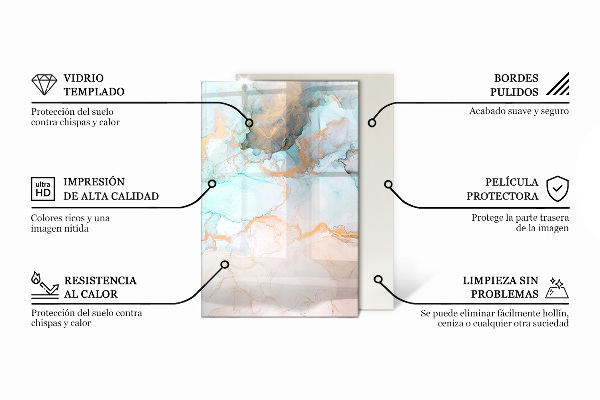 Obdélníkové sklo před krb Textura surového betonu
