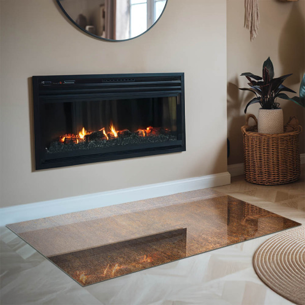 Obdélníkové sklo před krb Rez textury na pozadí