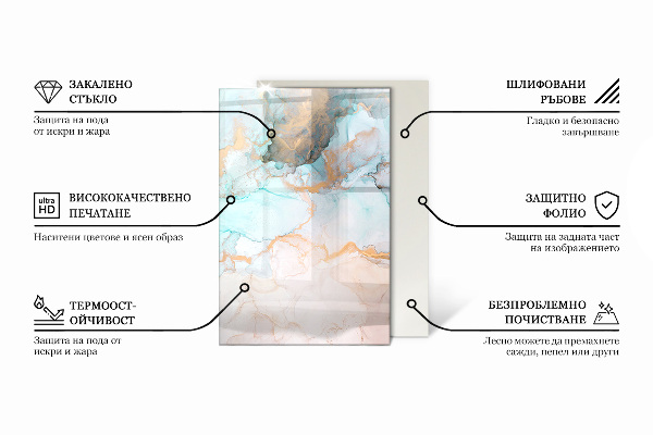 Obdélníkové tvrzené sklo pod krbová kamna Mozaikové vzory na dlaždicích