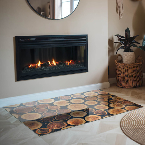 Obdélníkové sklo před krb Krabice s řezaným dřevem