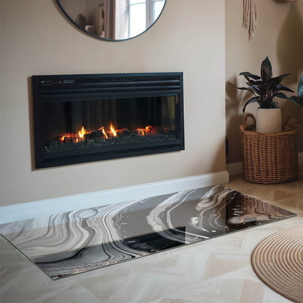 Obdélníkové sklo před krb Abstraktní vlny a čáry