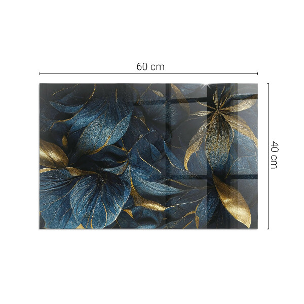 Obdélníkové sklo před krb Elegantní listy v textuře