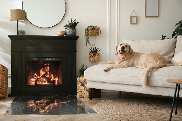 Obdélníkové tvrzené sklo pod krbová kamna Elegantní mramor s žilkami