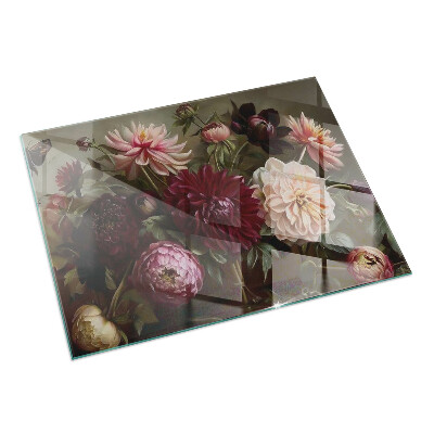 Obdélníkové sklo před krb Kytice květin v detailu