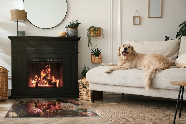 Obdélníkové sklo před krb Kytice květin v detailu