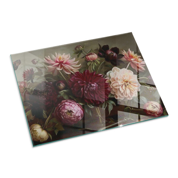 Obdélníkové sklo před krb Kytice květin v detailu