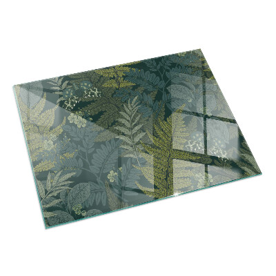 Obdélníkové tvrzené sklo pod krbová kamna Rostlinné motivy s motýly