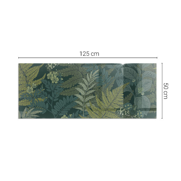 Obdélníkové tvrzené sklo pod krbová kamna Rostlinné motivy s motýly