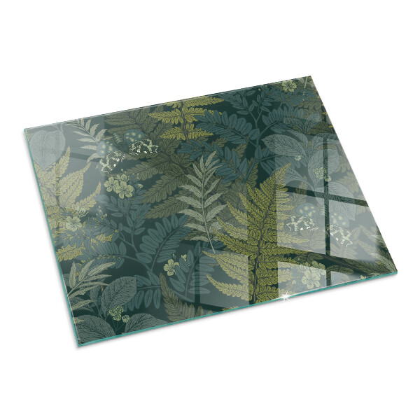 Obdélníkové tvrzené sklo pod krbová kamna Rostlinné motivy s motýly