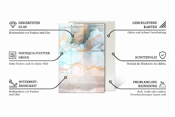 Obdélníkové tvrzené sklo pod krbová kamna Šedozelená barva