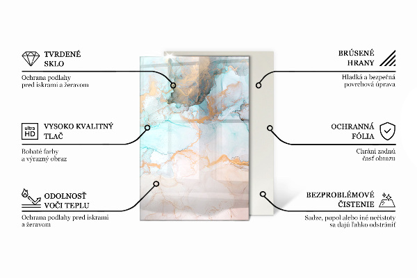 Obdélníkové sklo před krb Barva Světle šedá
