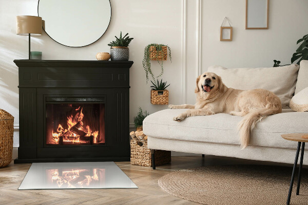 Obdélníkové tvrzené sklo pod krbová kamna Slonovinová barva