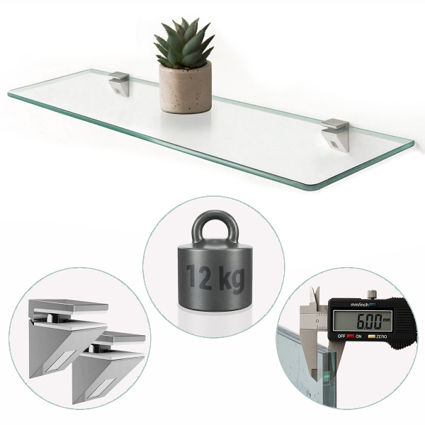 Skleněná police na zeď 45x13 cm