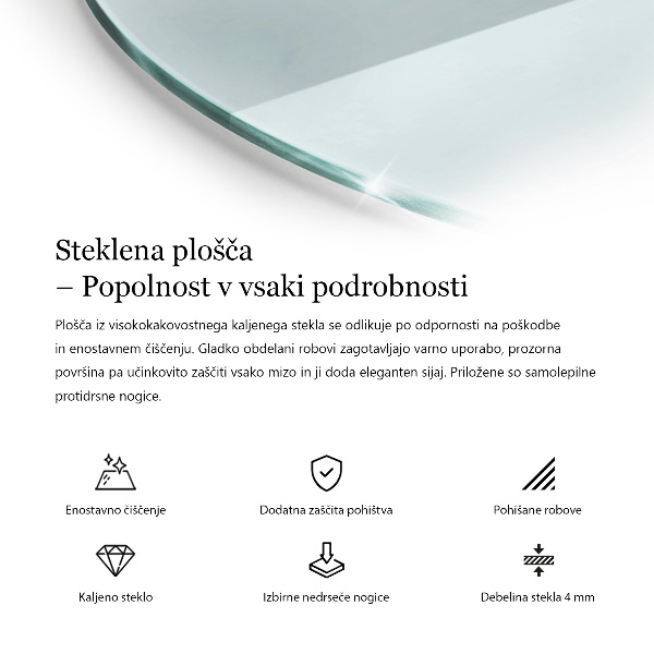 Stolní deska kulatá průhledný