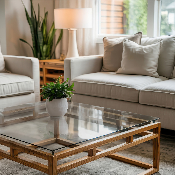 Obdélníková deska stolu průhledná