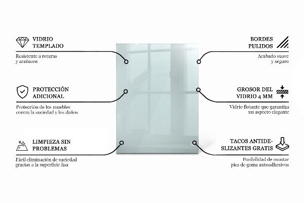 Obdélníková deska stolu průhledná