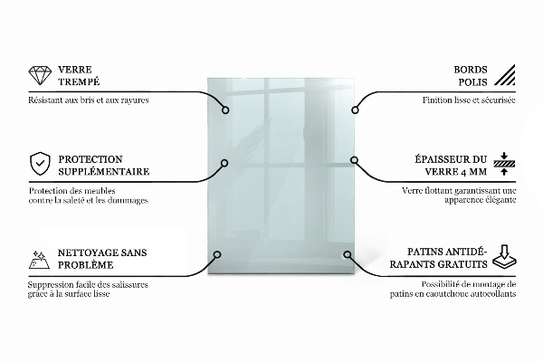 Obdélníková deska stolu průhledná
