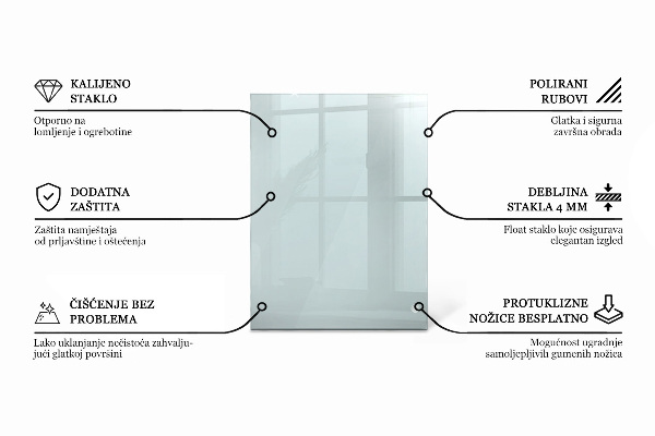 Obdélníková deska stolu průhledná