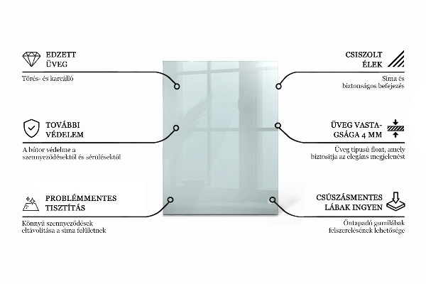 Obdélníková deska stolu průhledná