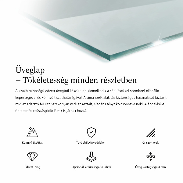 Obdélníková deska stolu průhledná