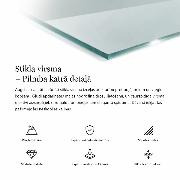 Obdélníková deska stolu průhledná