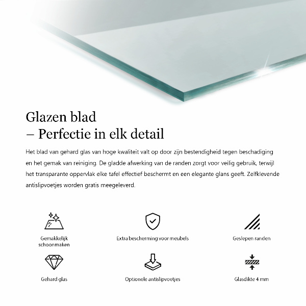 Obdélníková deska stolu průhledná