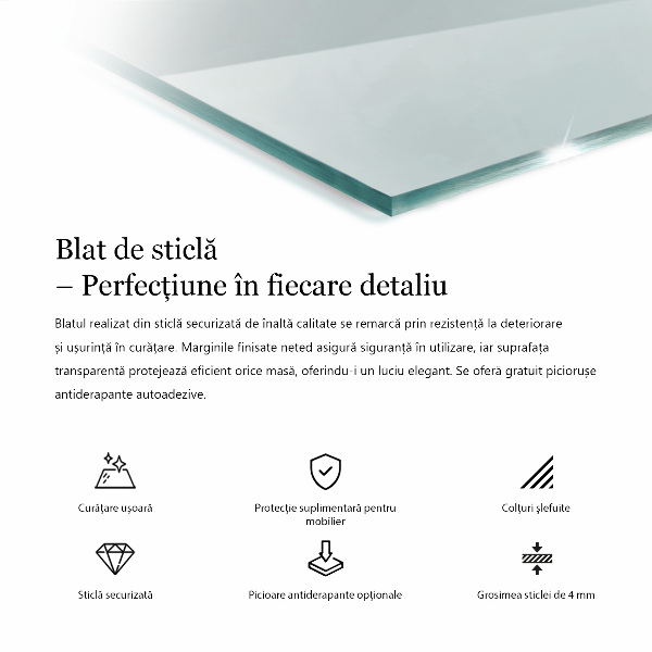 Obdélníková deska stolu průhledná