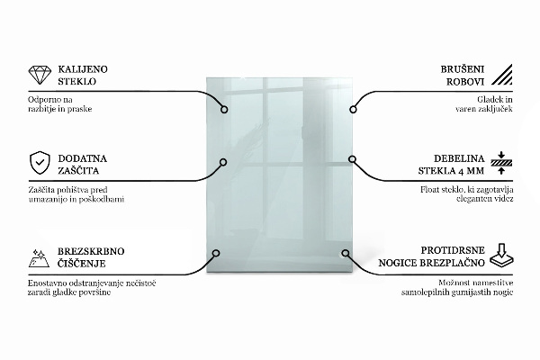 Obdélníková deska stolu průhledná
