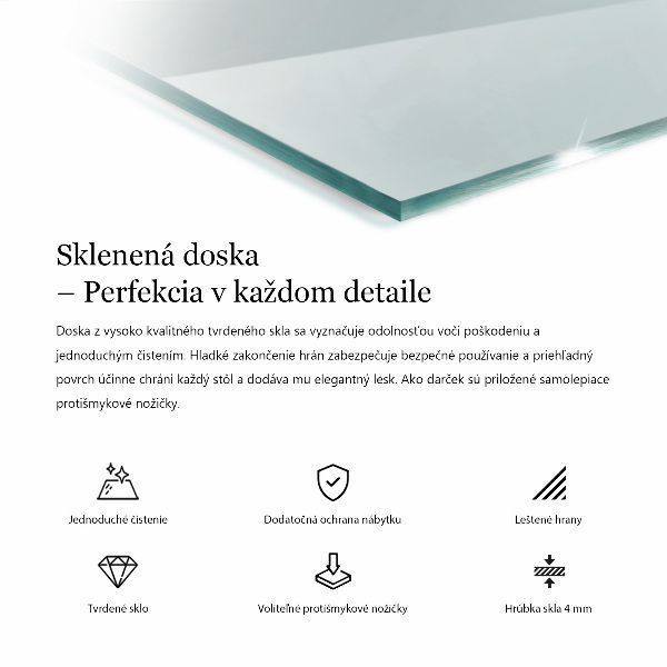 Obdélníková deska stolu průhledná