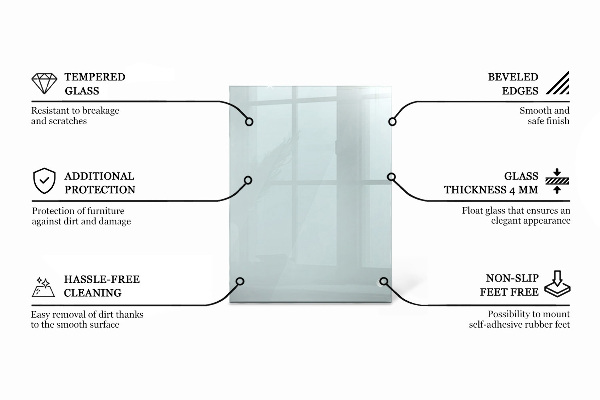 Obdélníková deska stolu průhledná