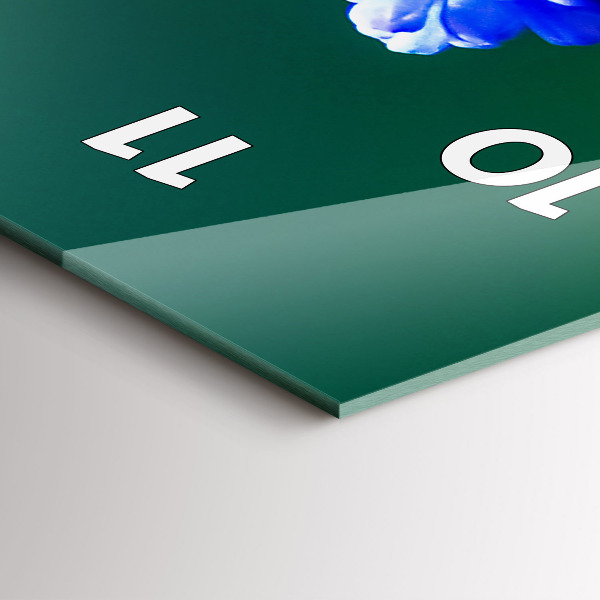 Vertikální skleněné hodiny Modré květiny