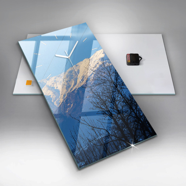 Vertikální skleněné hodiny Pohled na hory