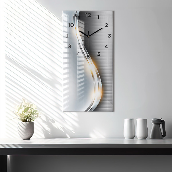 Vertikální nástěnné hodiny Kovová abstrakce