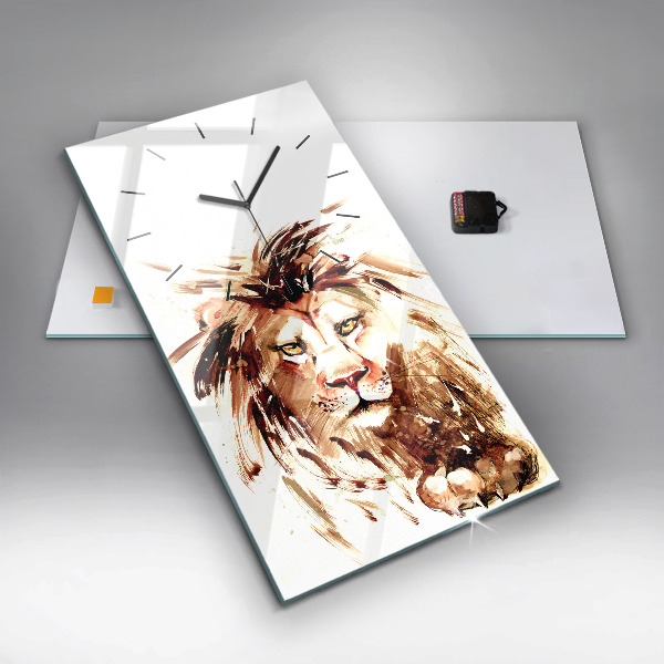 Vertikální skleněné hodiny Ilustrace hnědého lva