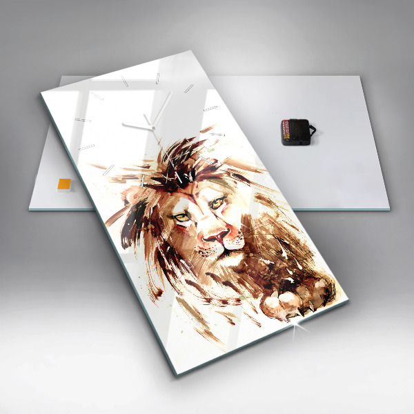 Vertikální skleněné hodiny Ilustrace hnědého lva