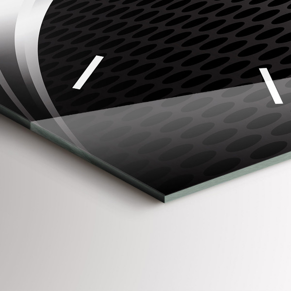 Vertikální skleněné hodiny Černá kovová abstrakce