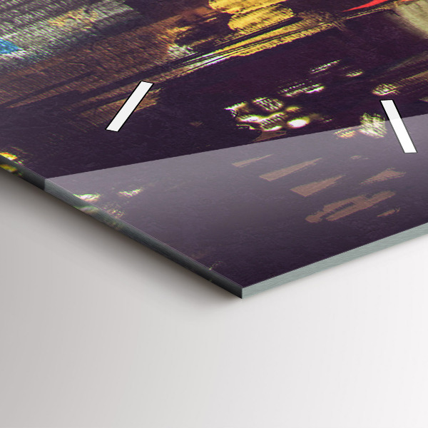 Vertikální skleněné hodiny Malované město