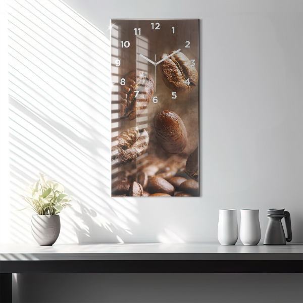Vertikální skleněné hodiny Kávová zrna
