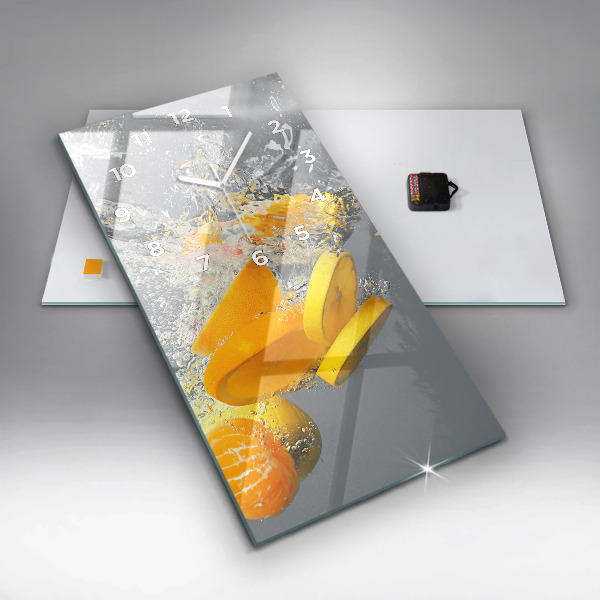 Vertikální nástěnné hodiny Citrusy ve vodě