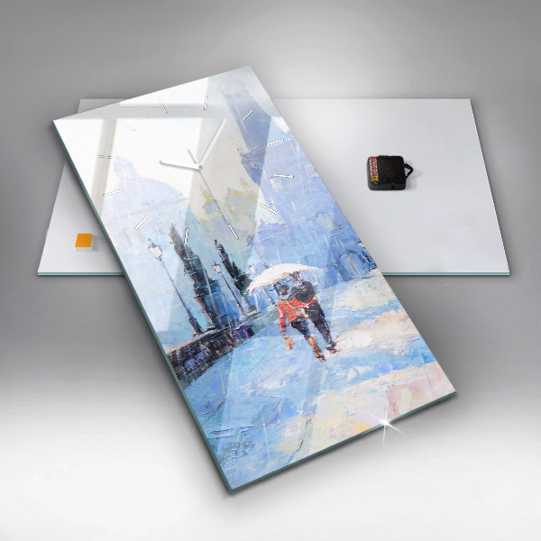 Vertikální skleněné hodiny Olejomalba