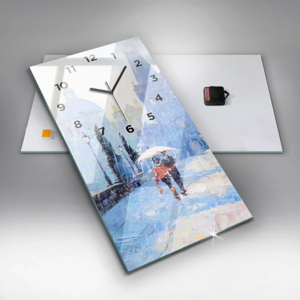 Vertikální skleněné hodiny Olejomalba