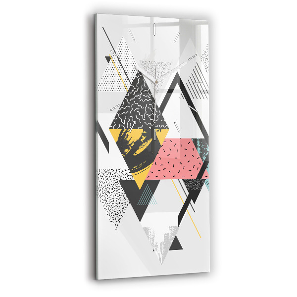 Vertikální skleněné hodiny Geometrický vzor