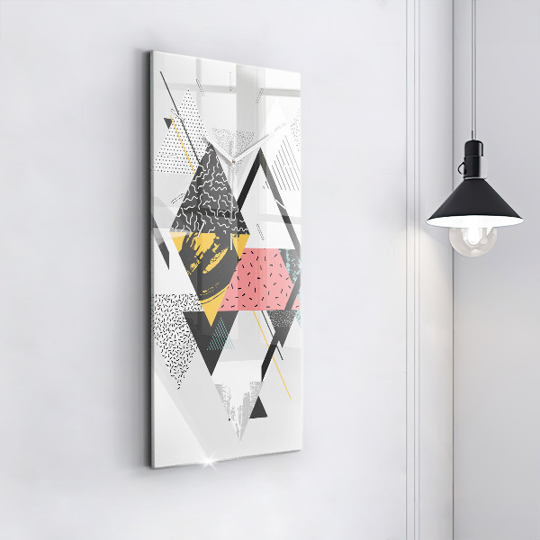 Vertikální skleněné hodiny Geometrický vzor
