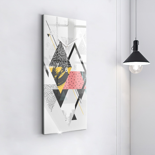 Vertikální skleněné hodiny Geometrický vzor