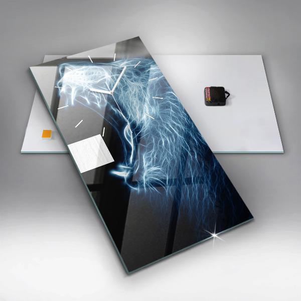 Vertikální skleněné hodiny Divoký lev