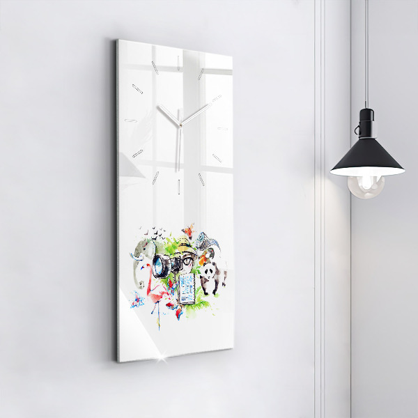 Vertikální skleněné hodiny Zoolog