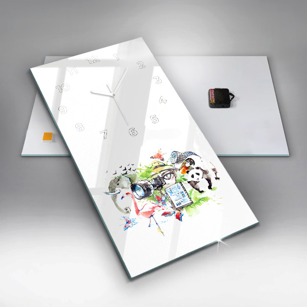 Vertikální skleněné hodiny Zoolog