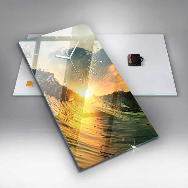Vertikální skleněné hodiny Vlnová perspektiva Západ slunce